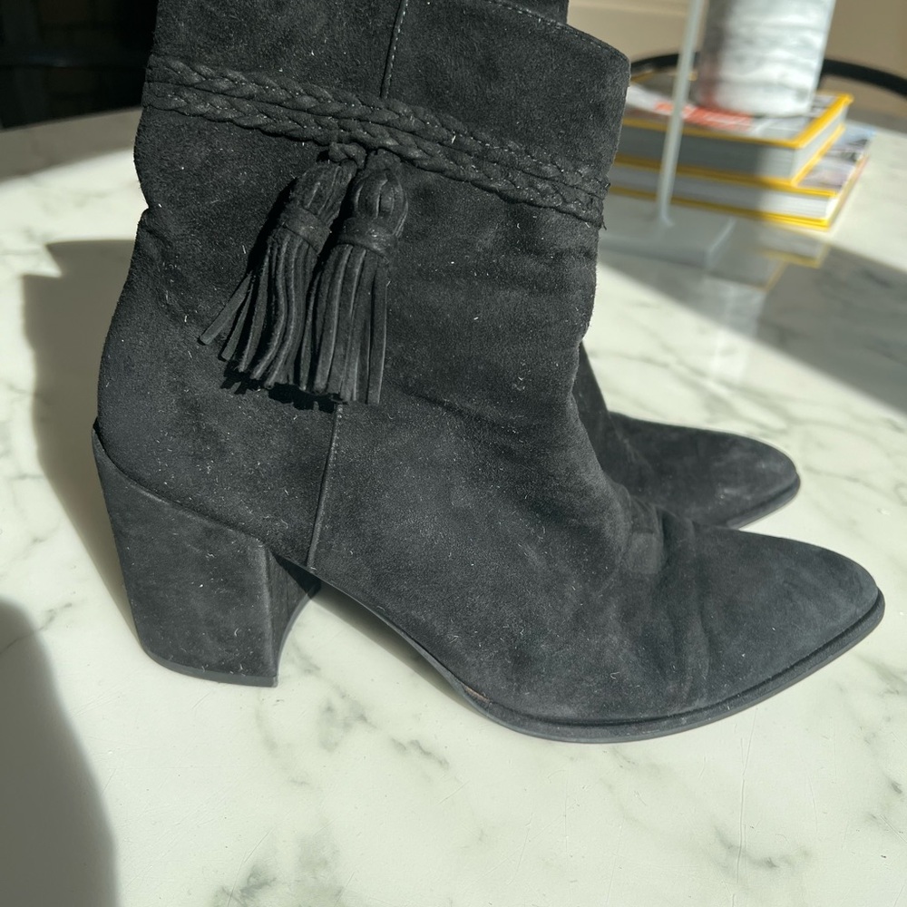 Stuart Weitzman Black Suede Ankle Boots